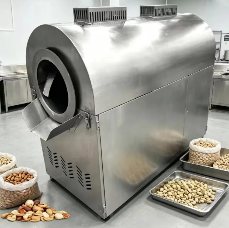 Gas Peanut Almond Cashew Nut Roaster Machine Barley Grain Roasting Line Automatic Custom