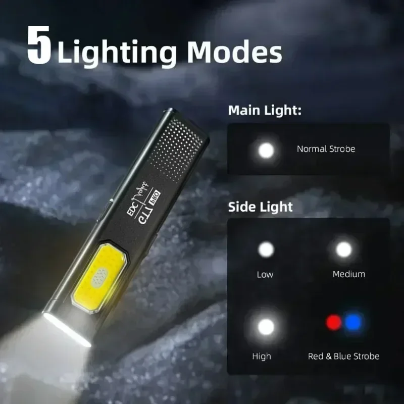 ไฟฉายมินิ LED ชาร์จ USB C ได้ พกพาสะดวก แสงสว่างกว้าง ใช้ในกรณีฉุกเฉิน ทำงาน ซ่อมรถ ตกปลาตอนกลางคืน เดินทาง