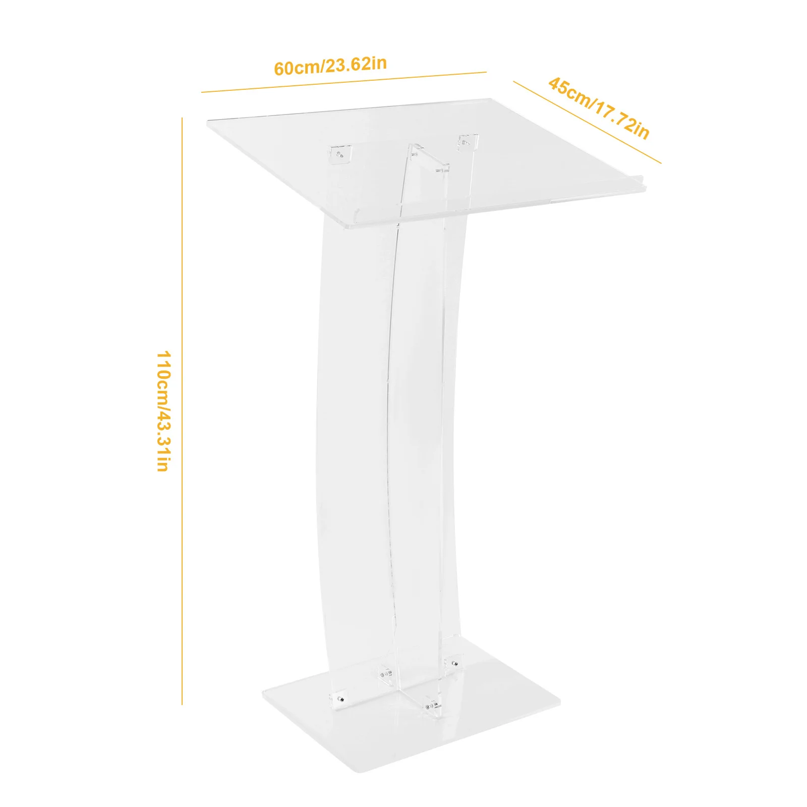43.31 Inch Acrylic Clear Conference Podium School Speech Lectern Podium for Churches Speeches Weddings Classroom