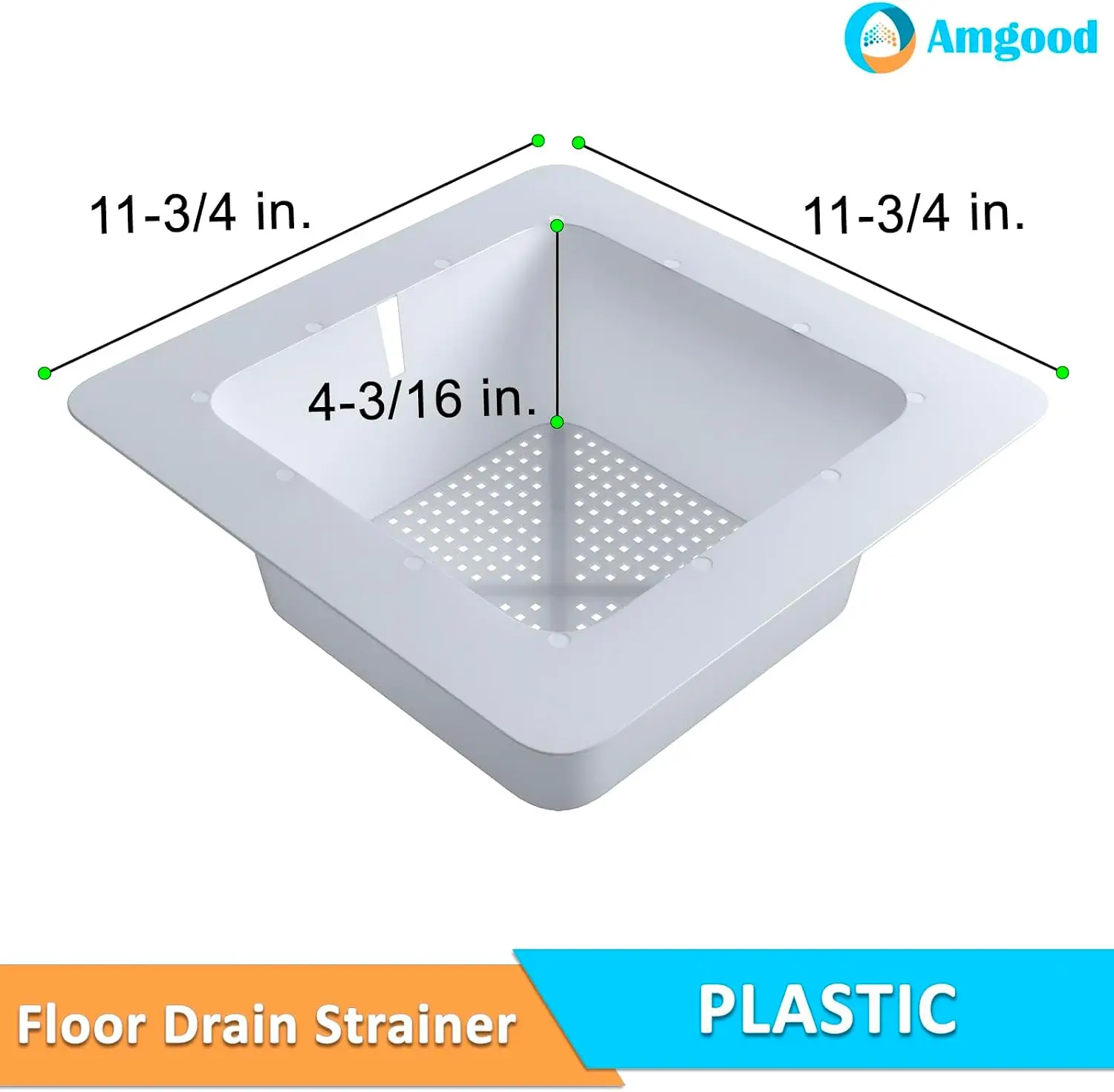 Pack of 5 Flanged Plastic Floor Drain Strainer 11-3/4 in. x 11-3/4 in. x 4-3/16 in