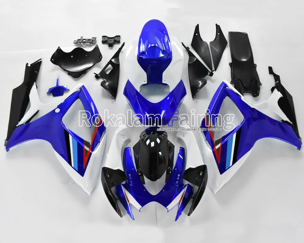 For Suzuki K6 GSXR600 GSXR750 2006 2007 GSXR600/750 06 07 Blue White Bodywork Motorcycle Fairing (Injection molding)