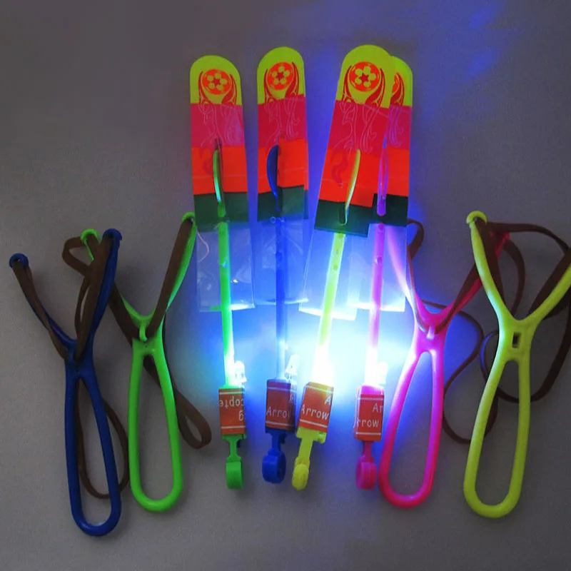 Novelty Amazing Led Slingshot Helicopter Arrow Kids Light Up Flying Toys Outdoor Games Regalos Invitados Cumpleaños Infantiles