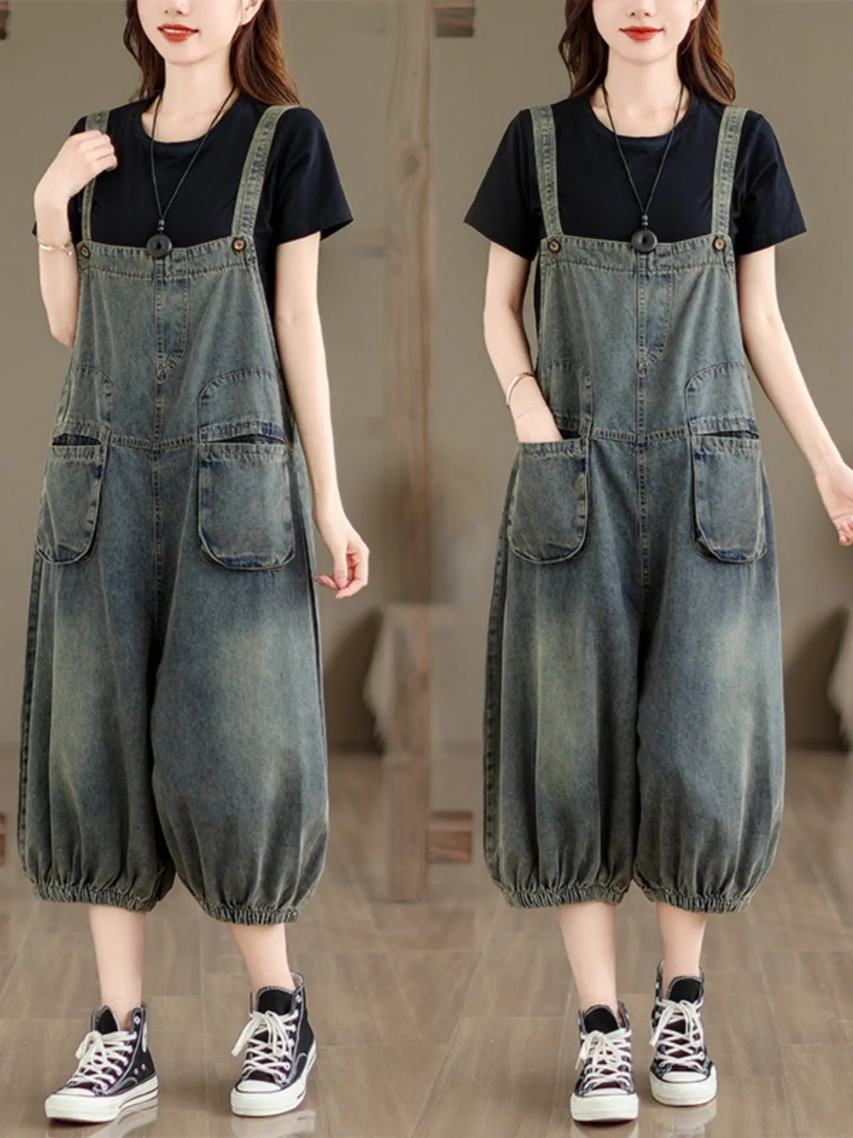 

New Summer Casual Loose Women's Denim Overalls High Waist Design No Decoration Comfortable Fit High Quality from Mainland China