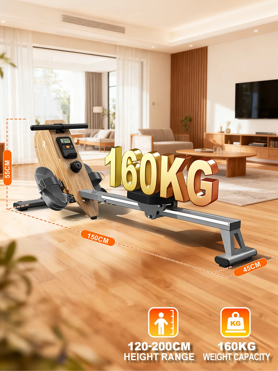 Heim-Rudergerät mit 16 Einstellbaren Magnetischen Widerstandsstufen, Bluetooth LCD-Display, 150KG Maximallast, Indoor-Fitness – Detail 8