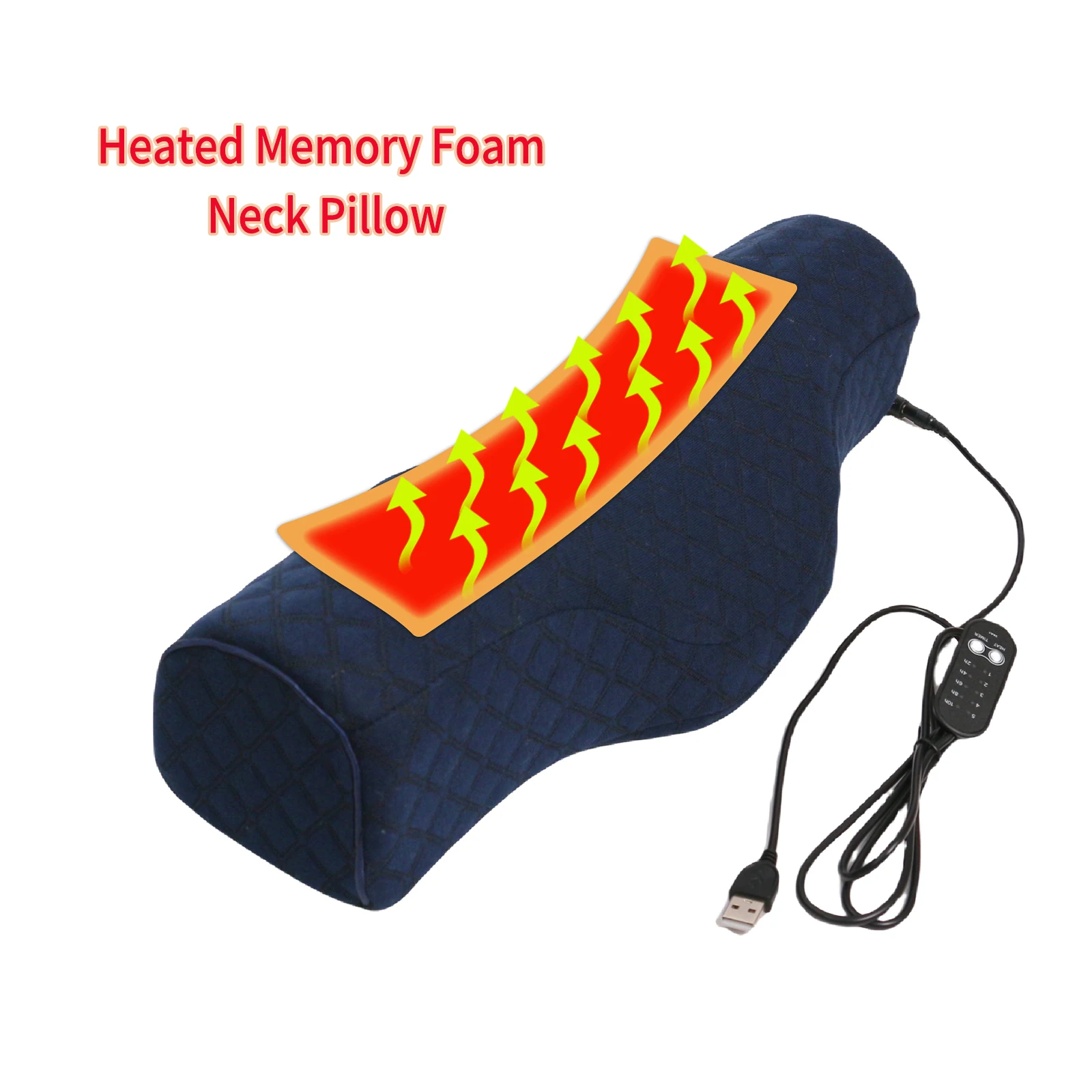 

1pc USB Heated Cervical Pillow with 5 Temperature Settings & 5 Timer - Ergonomic Neck Support for Sleep Travel Neck Pillow