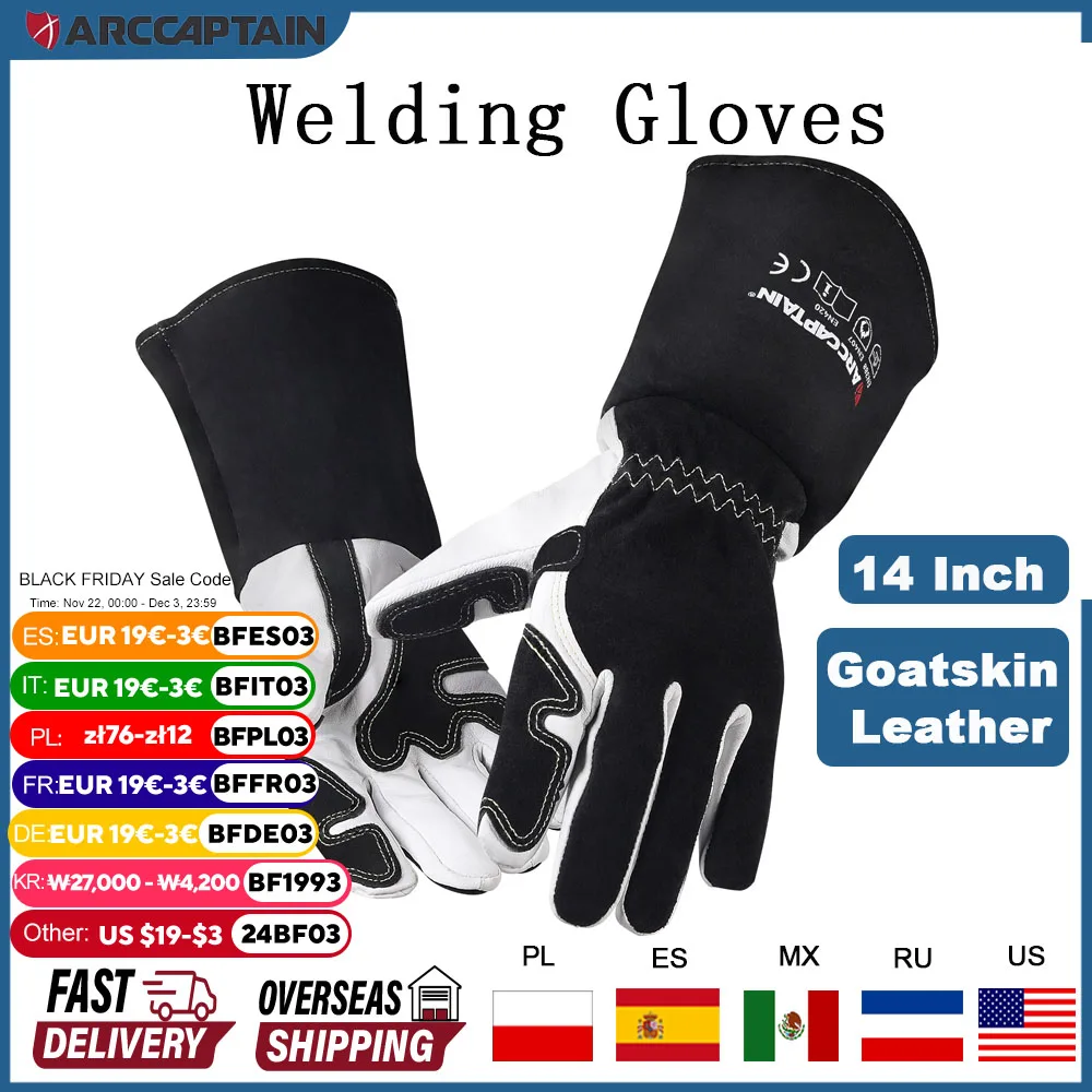 ARCCAPTAIN 14Inch Welding Glove Multifunctional Welding Work Gloves Protective Gloves for Welders Against Scalding