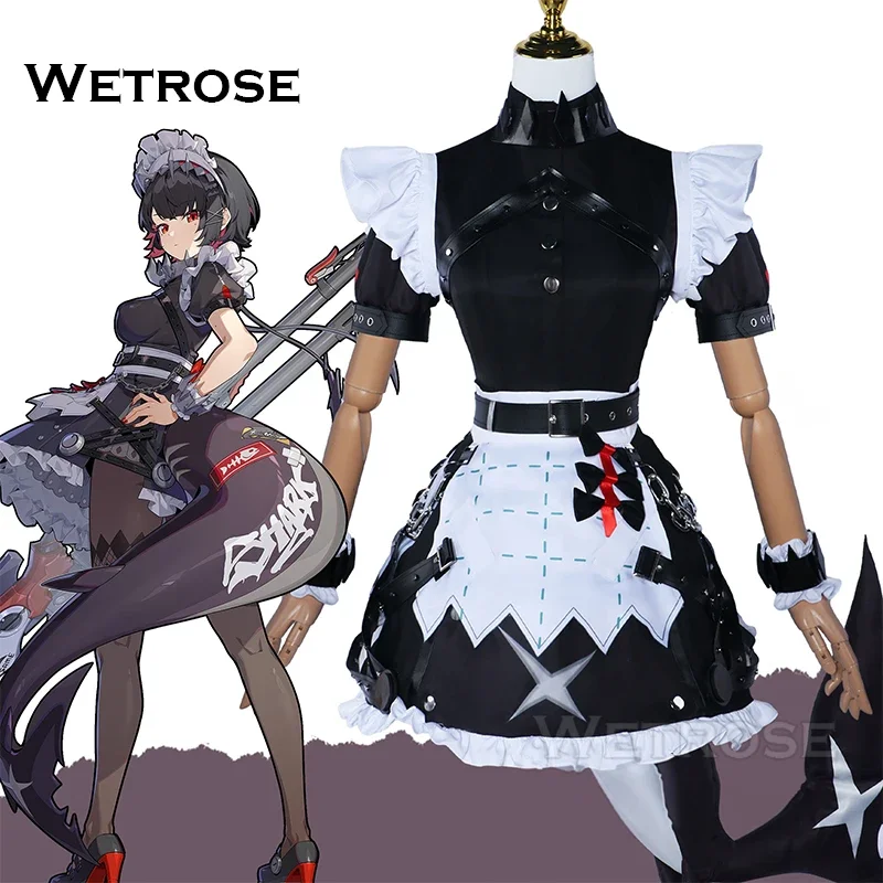 

【Wetrose】В наличии Эллен Джо Косплей Костюм Акула Горничная Девушка Эллен Джо Zenless Sun Zero ZZZ Полный комплект Парик Хвост Хэллоуин Рождество