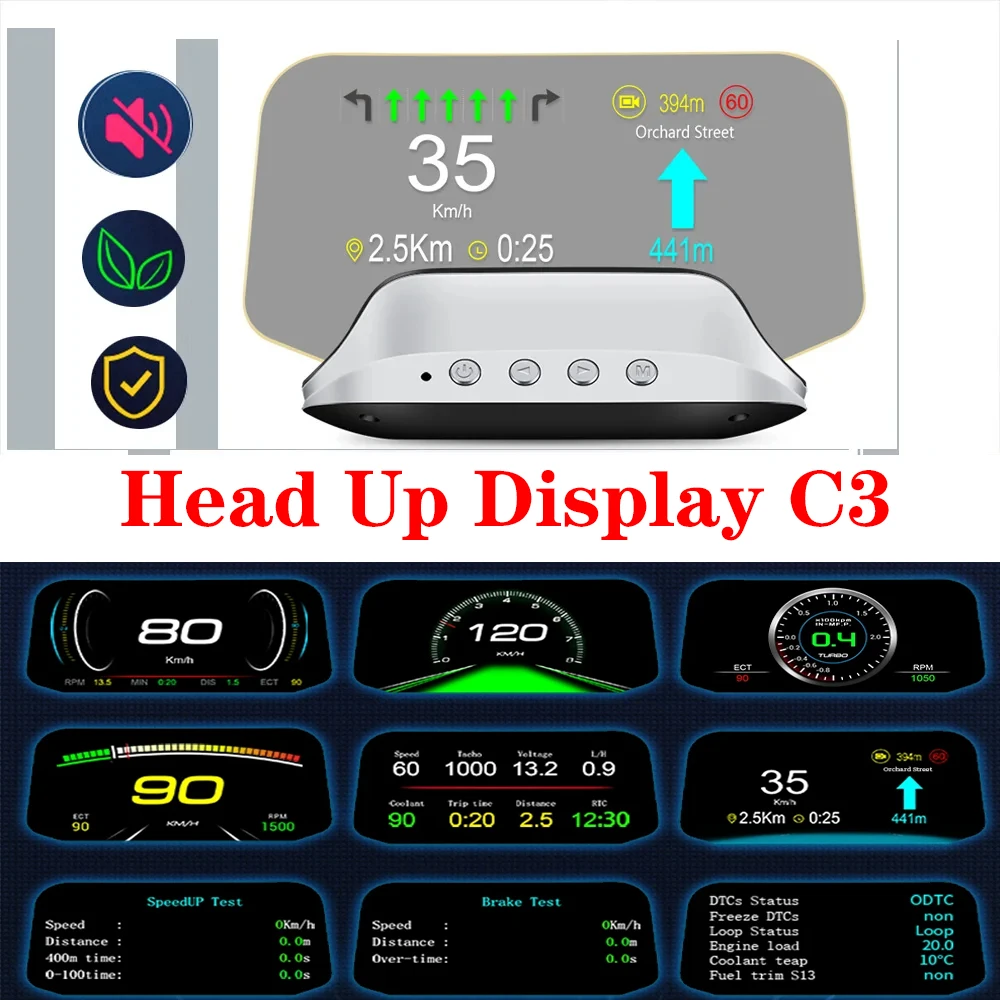 

Auto Projector Display Speed Fuel Consumption Electronics Car Head Up Display C3 Navigation Version Auto Dashboard OBD2