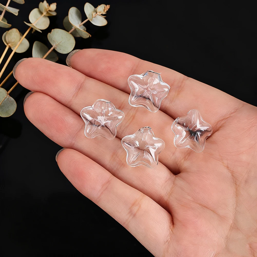 5pcs Glass Pentagram Stars Charms Transparent Hollow DIY Desktop Ornaments Vehicle Decorations Perfume & Aromatherapy Containers