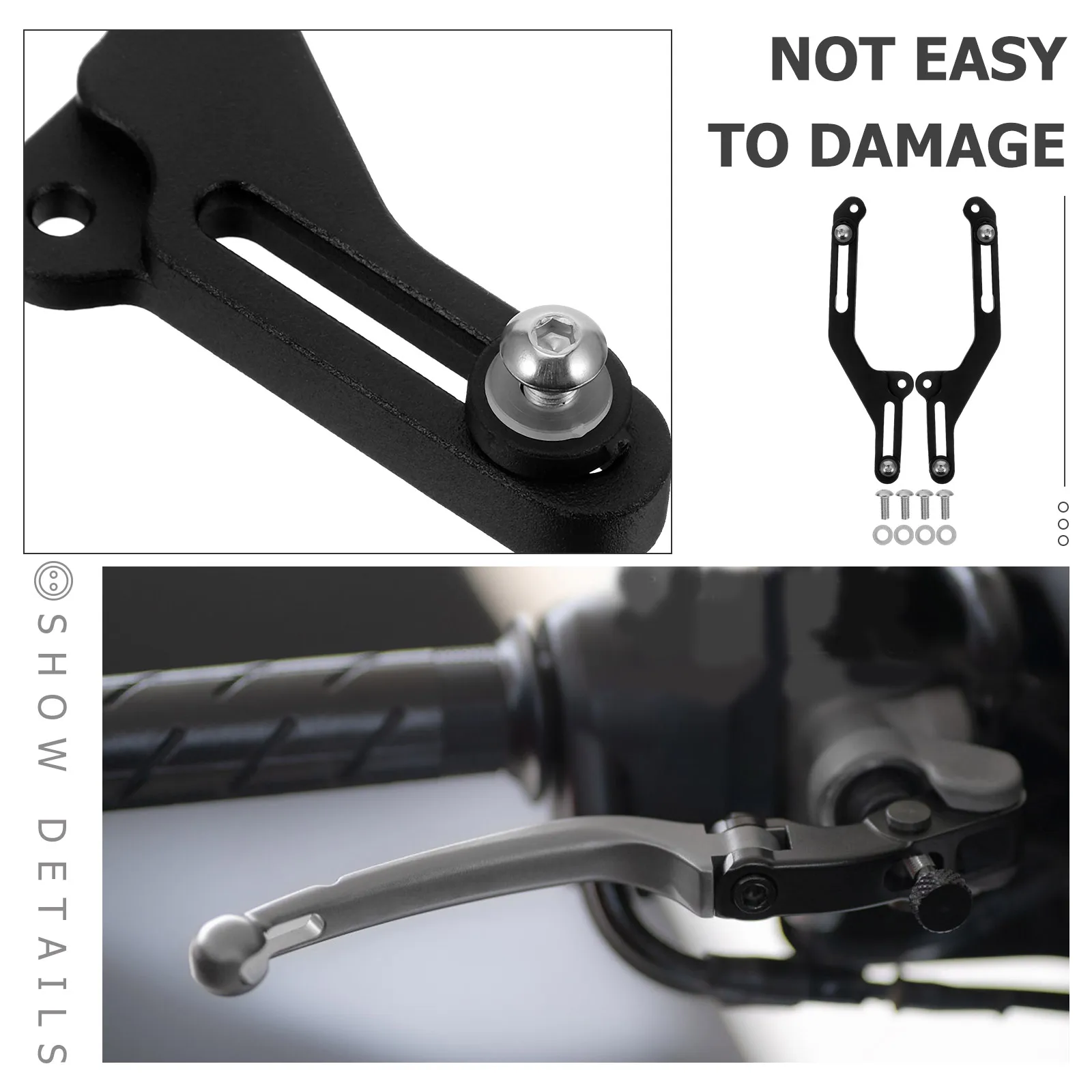 

1 Pair Motorcycle Windscreen Adjuster Universal Windshield Support Bracket Adjustable Height Durable Aluminum Compatible With
