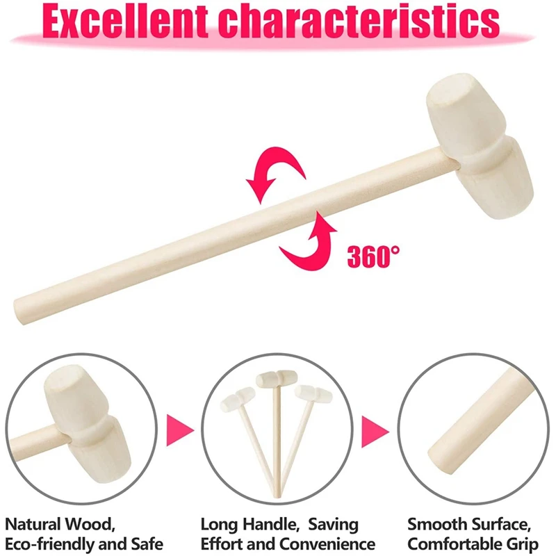 28 Pcs Wooden Mini Hammers, Wood Mallets For Kids, Wooden Hammer For Chocolate Craft Jewelry Making Craft