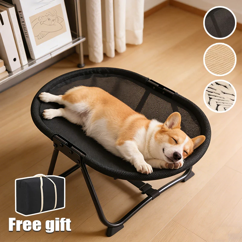 

New Foldable Portable Cat Bed Elevated Mesh Pet Cot Breathable Summer Travel Bed with Storage Bag for Dogs Cats All Season Use