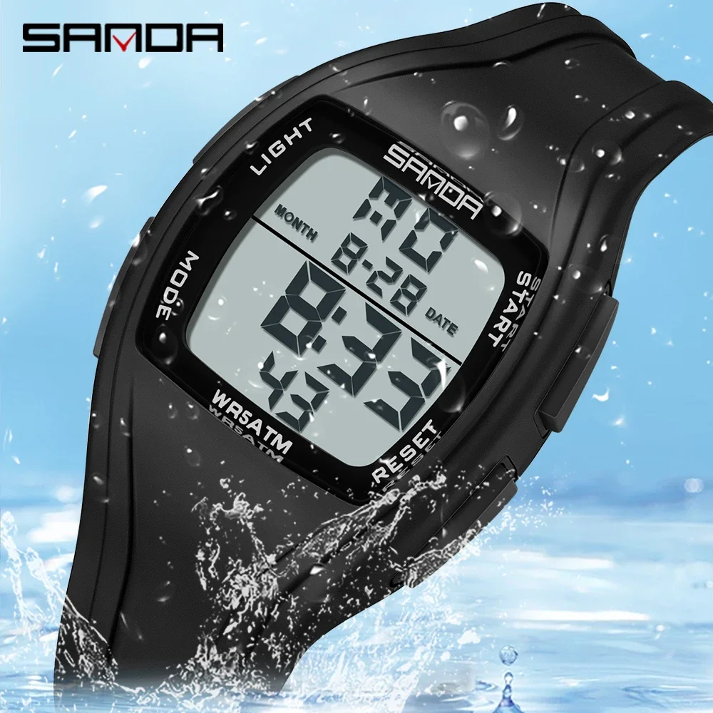 2023 New Model Sanda 9054 Multiple Function Barrel Shape Waterproof Electronic Movement Outdoor Sports Teenagers Wrist Watch