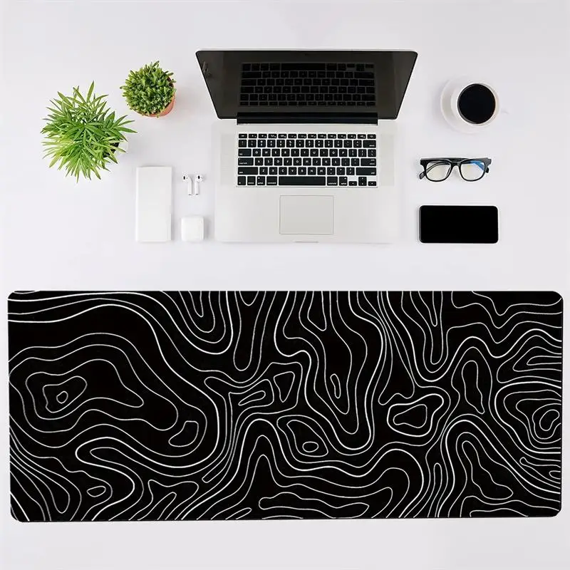 Xiaomi 1Pcs Gaming Mouse Pad Large Keyboard Pad 31.5 x 11.8in Topographic Mouse Pad Black and White Mouse Pad for Keyboard