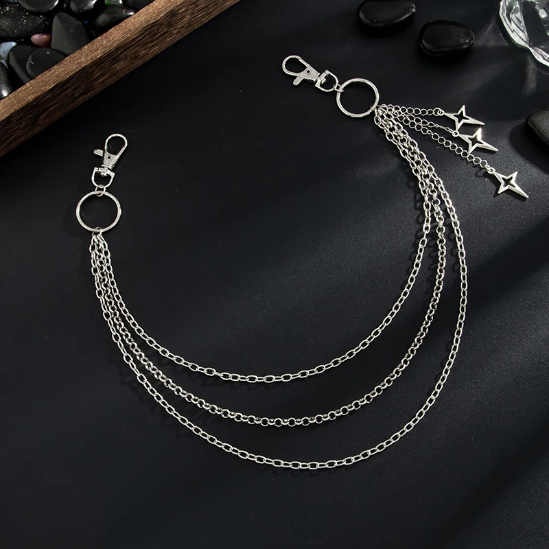 New Retro Punk Rock Cross Pants Waist Chain Men Women Jeans Chain Cross Pendant Keychain Jeans Unisex Hip-hop Jewelry Gift