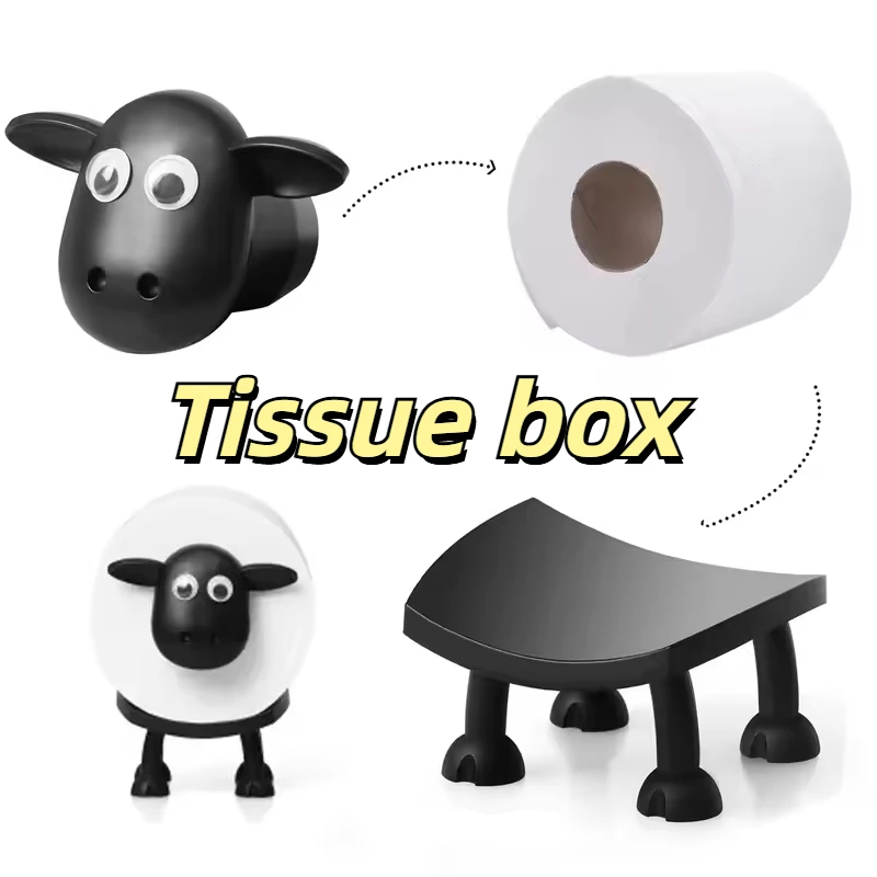 Sheep Toilet Roll Holder Funny Resin Sheep Roll Paper Holder Creative Stackable Animal Tissue Organiser Creative sheepTissue Box