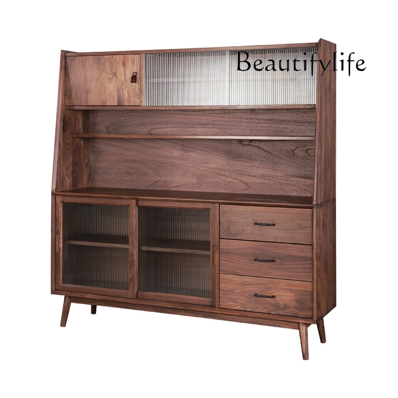 

Black Peach Wood Solid Wood Sideboard Wine Cabinet Integrated Wall Tea Cabinet Locker Original Furniture