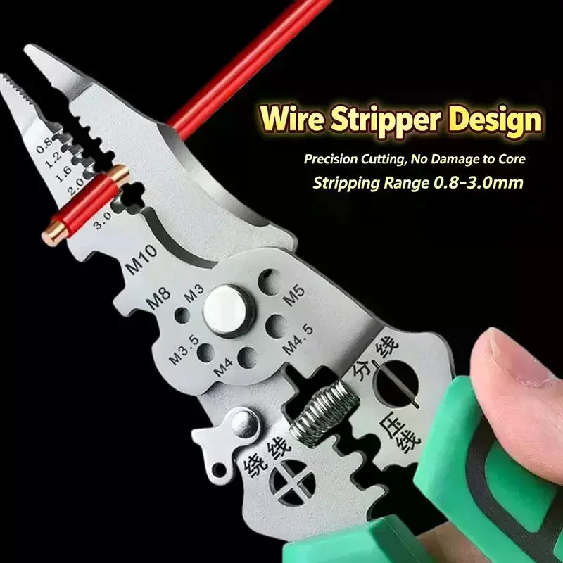 Foldable Cable Cutter Crimper Tool 28 In 1 Wire Stripper With Electrical Test Pen Electrical Folding Pliers For Cutting 1Pcs