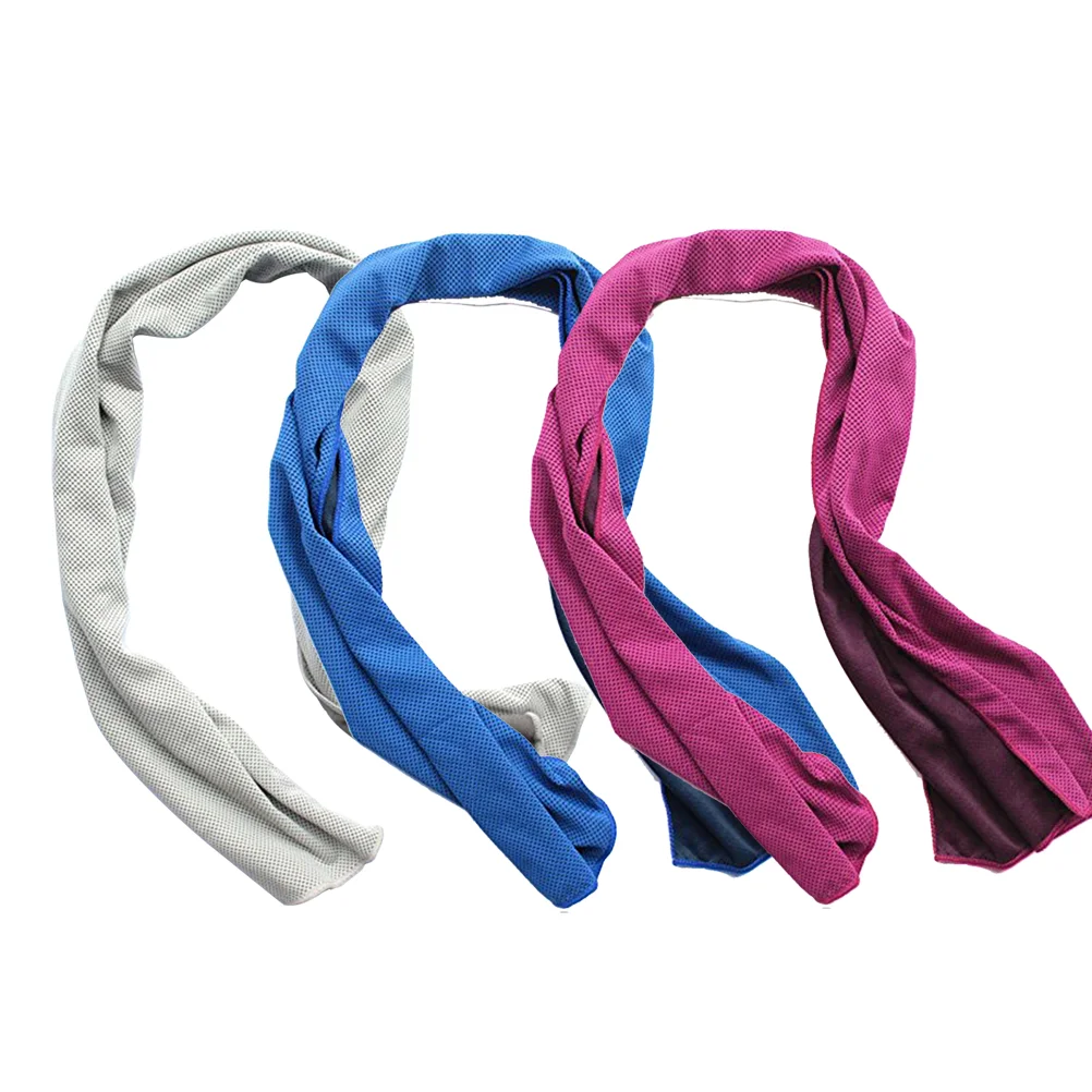 

3pcs Sports Cooling Towel Quick Drying for Sports, Workout Fitness Gym Yoga Pilates Travel Camping (Grey & Blue & Rose Red)