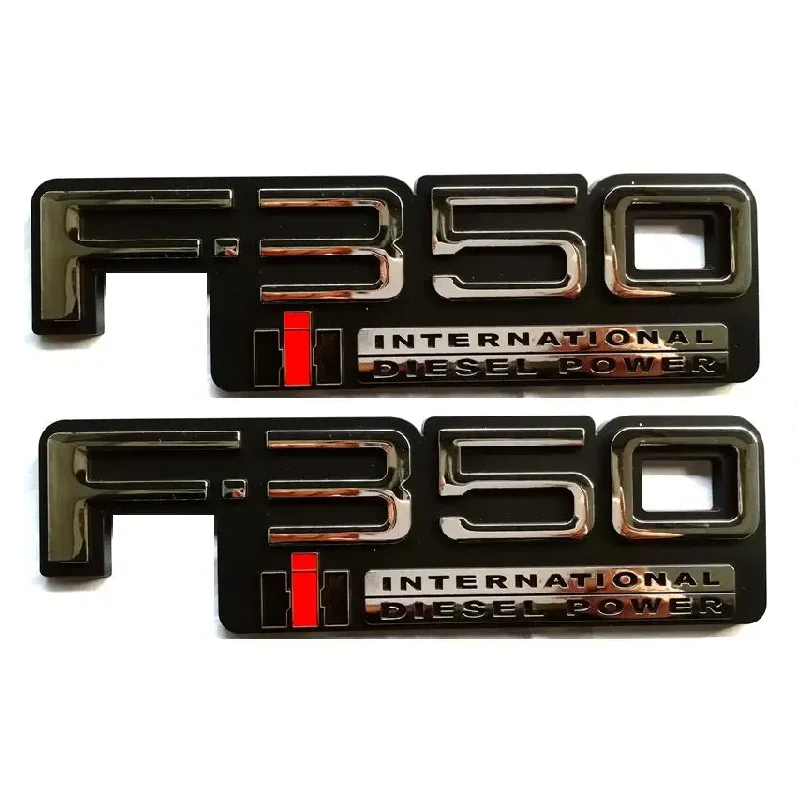 2pcs F-350 F-250 Power Stroke Super Duty F350 International Diesel Power Plastic Sticker Emblem Nameplate Badge Auto Accessory