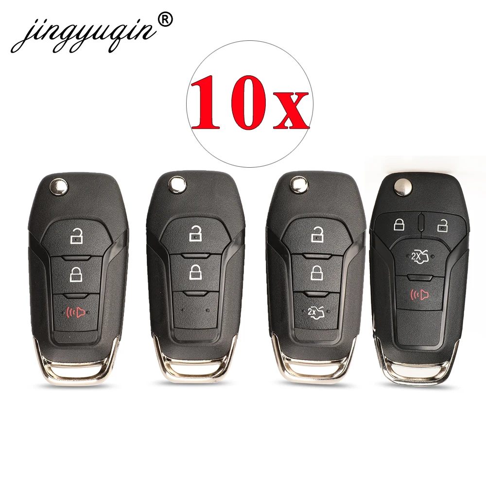 jingyuqin 10pcs/lot 2/3/4 Buttons Flip Folding Remote Car Key Shell Case for Ford Fusion Edge Explorer 2013-2015 HU101 blade