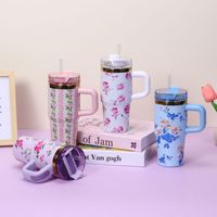 14oz Car Cup 304 Stainless Steel Insulated Travel Tumbler with Handle Straw Lid & Cold Retention for Vehicle, Office, Gifts
