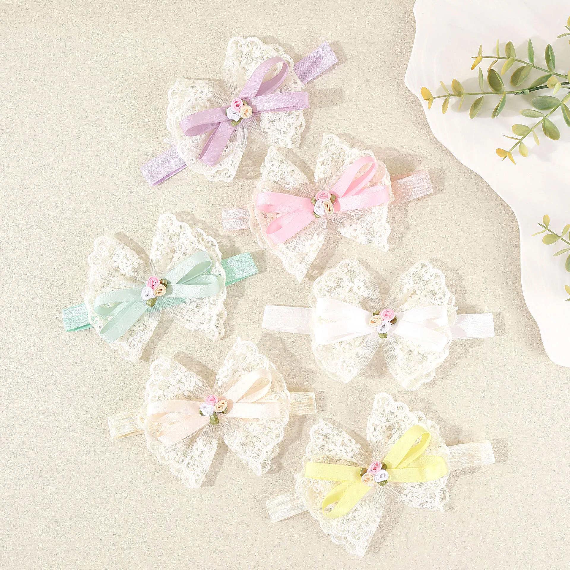 

6pcs/set Newborn Headband Set Toddlers Lace Bow Headbands Baby Girls Lace Bow Hairbands Kids Hair Accessories Summer Headwear