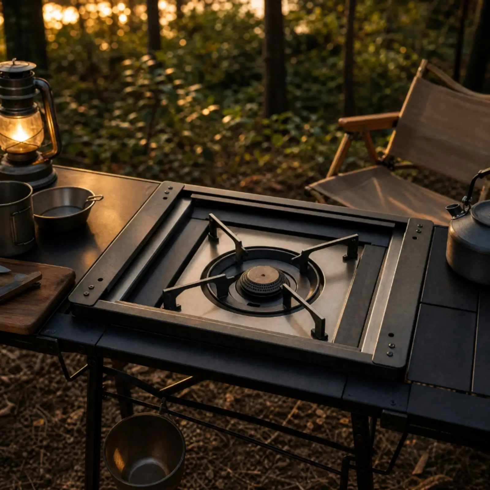 Compact Camping Frame Board Carbon Steel Table Base for Outdoor Kitchen Setup