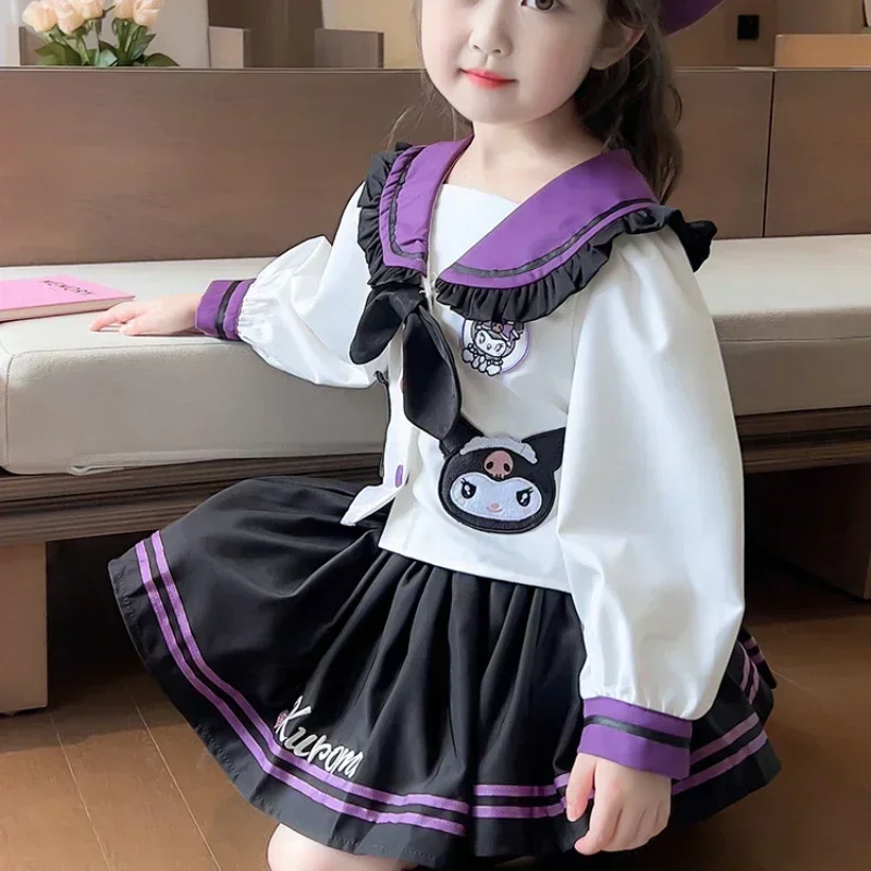 Sanrio Kuromi zestaw dla dzieci CosPlay styl akademii plisowana spódnica dziewczyna białe ubrania księżniczki dziecięcy mundurek JK prezenty urodzinowe