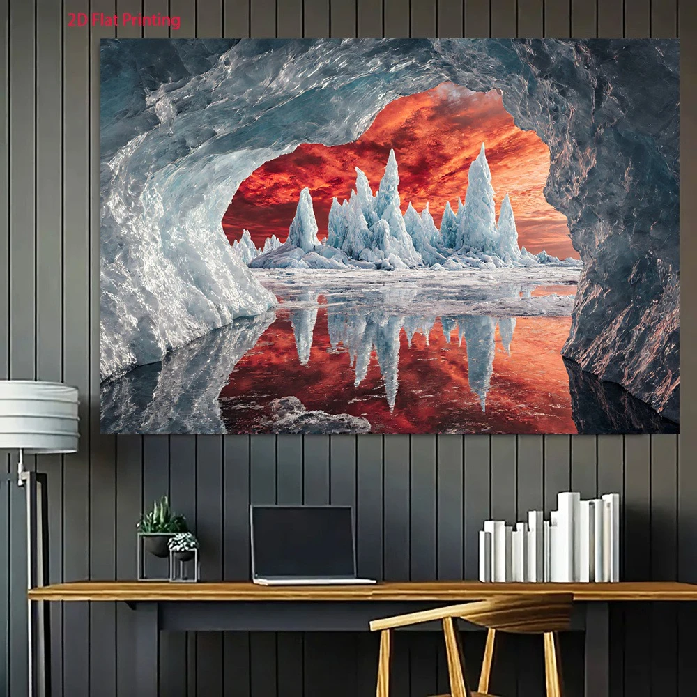 500/1000/1200/2000-teiliges Puzzle „Flüsse, Gletscher, Roter Himmel“ – Modernes Heimdekor, Familienspaß, Lernspielzeug, Weihnachtsgeschenk