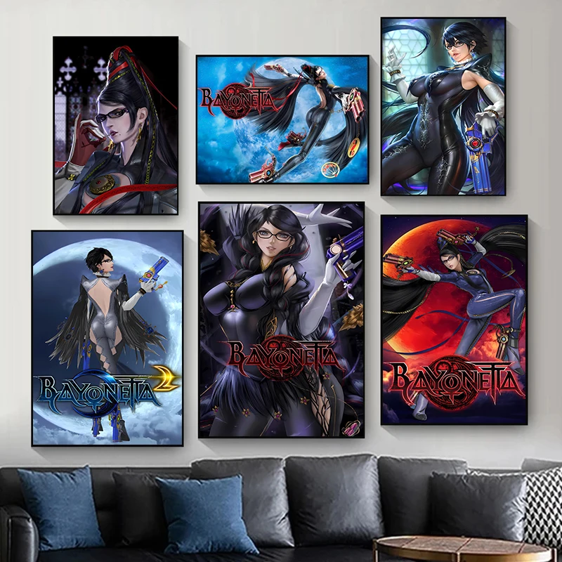 Juego clásico Bayonetta, carteles de personajes Retro, impresiones, pintura en lienzo, imagen artística de pared, sala de estar, Bar, cafetería, decoración nórdica para el hogar