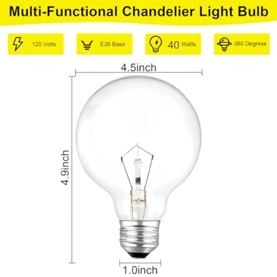 2 Pack G25 Globe Light Bulbs 40W Incandescent Light Bulb, G25 Double Life Globe Bulb, 2700K Soft White, E26 Base, Dimmable Crys
