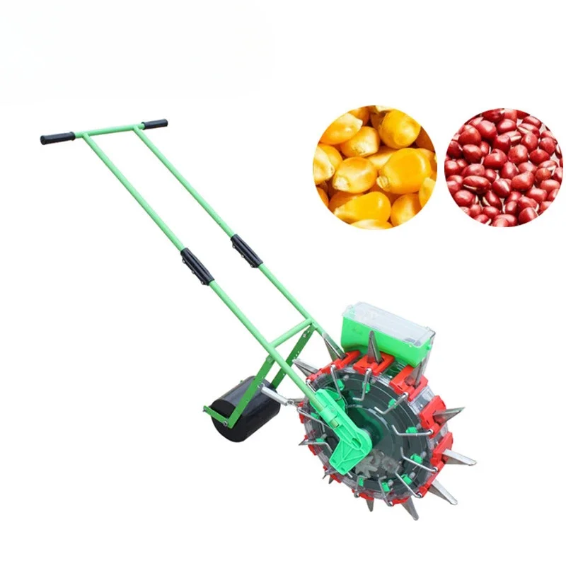 Small Scale Hand Push Wheel Rolling Dibbling Corn Cotton Seeder Machine Bean Planter