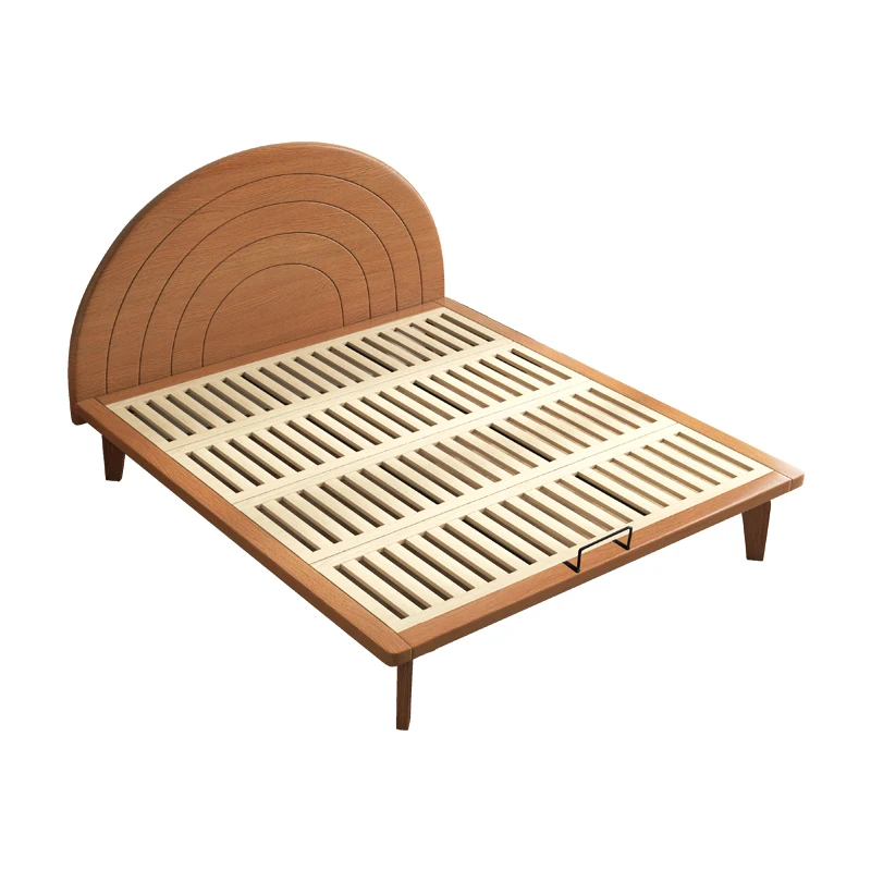 

Ultra-thin bedside flush edge solid wood bed small apartment ash wood tall feet modern simple 1.5 meters