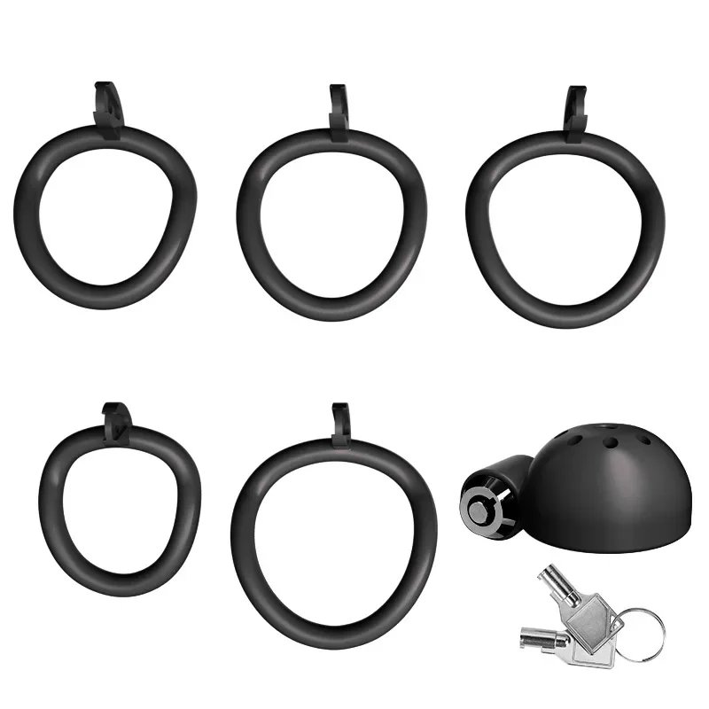 Adult Sex Toy Penis Bondage ABS Chastity Cage with 5 Rings Cock Cage Urethral Lock with Plug Male Cuckold Fetish Erotic BDSM Toy