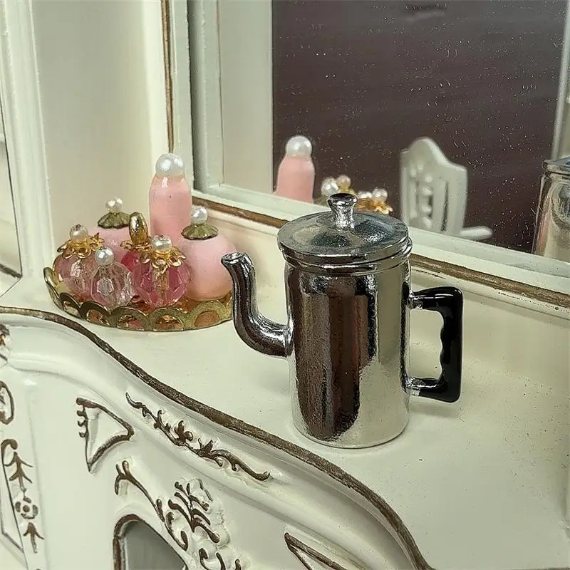 1:12 bonito casa de bonecas em miniatura chaleira com tampa modelos acessórios de cozinha para decoração de casa de boneca crianças fingir jogar brinquedos presentes diy