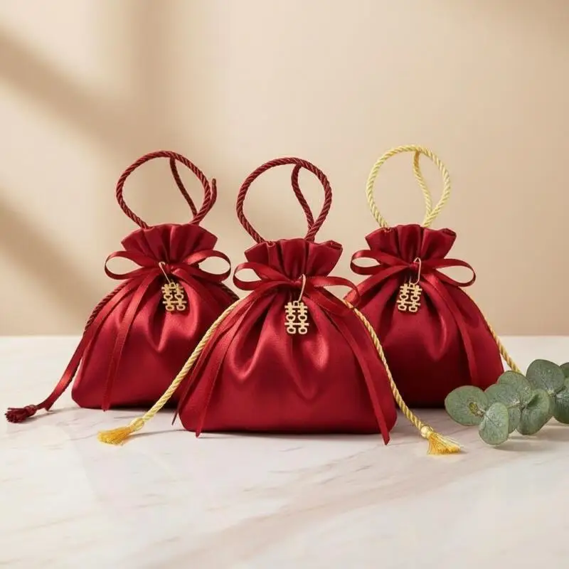 Thickened Christmas Gift Bags with Tassel Drawstring Tear Resistant for Holiday Wedding Party Decor Gift Wrapping