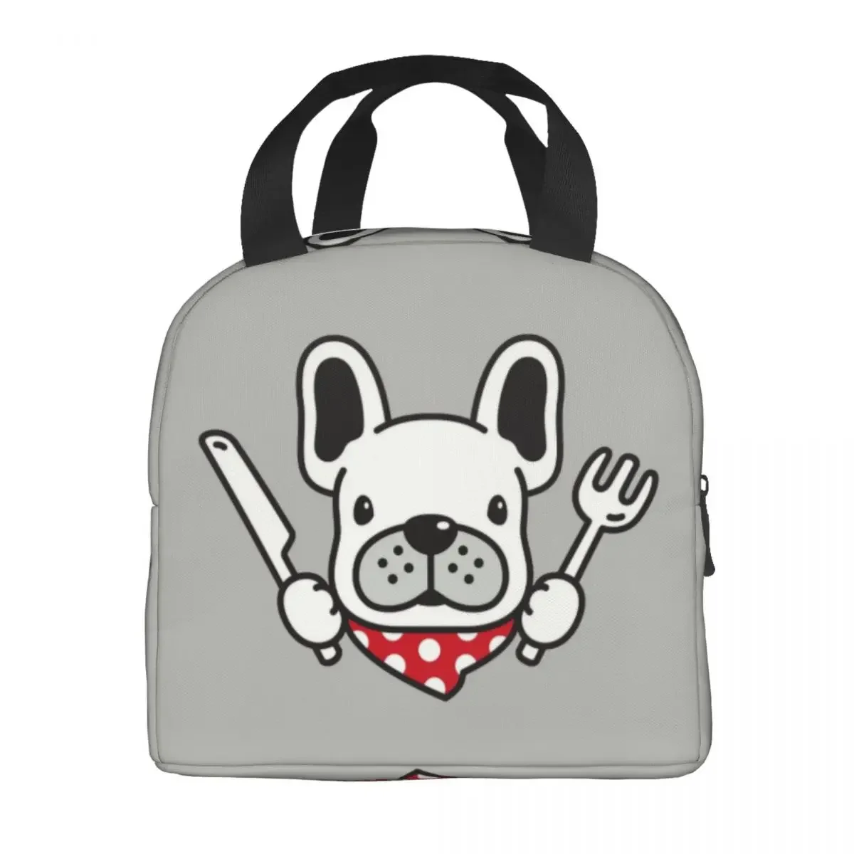 Custom Hungry French Bulldog Lunch Bag Women Thermal Cooler Insulated Lunch Box for Kids School Children