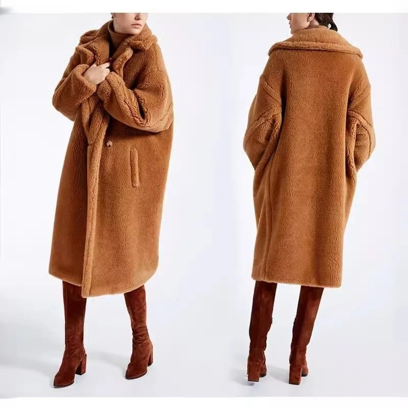 

A loose mixed fur coat for women medium-length shear-cut with thickened