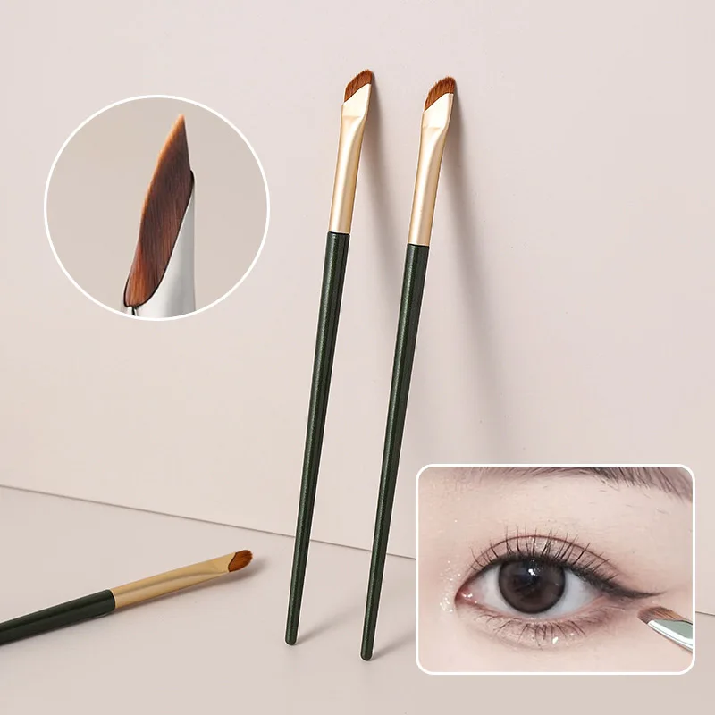 Upgrade Professional Slanting Flat Sickle Blade Eyeliner Eyebrow Brush Wool Fiber Eye Contour Beauty Tool