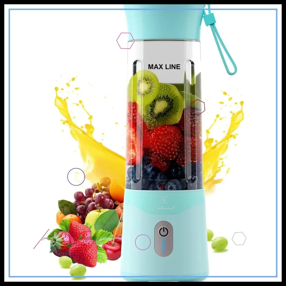 

18oz Portable Blender, USB Rechargeable with 6 Blades for Smoothies & Protein Shakes, Travel-Friendly Mini Juicer
