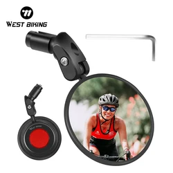 WEST BIKING Bicycle Rearview Mirror End Handlebar 360 Adjustable Convex Bike Mirror Cycling Safety Warning Bicycle Reflectors