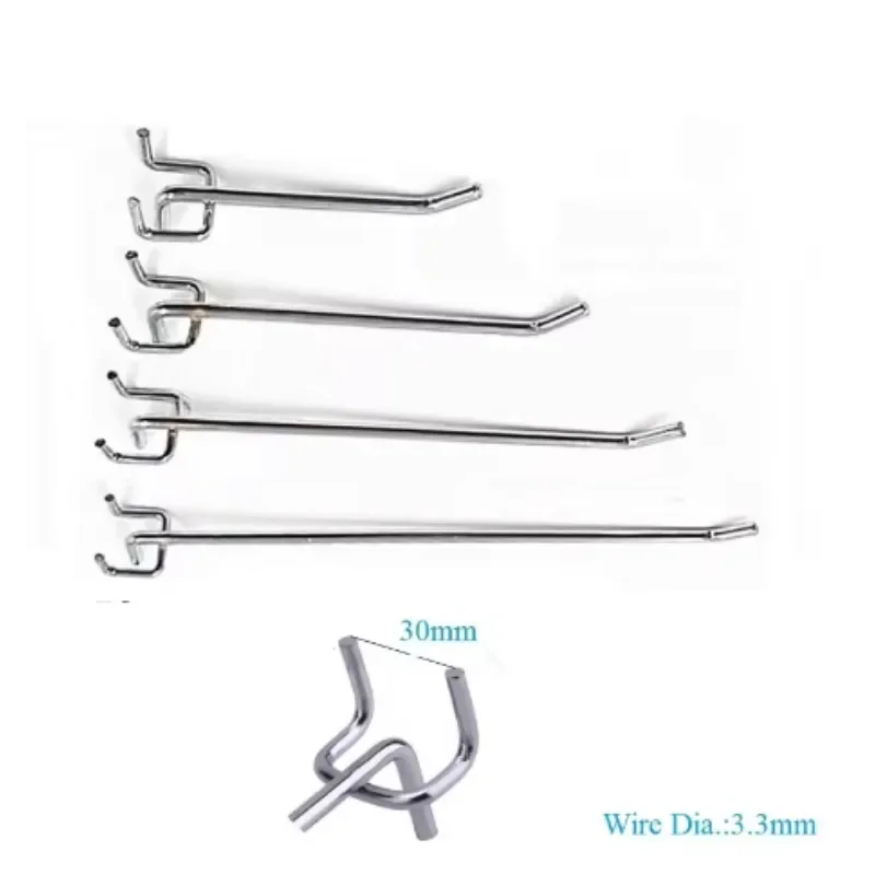 30Pcs/Lot 5 10 15 20CM Pegboard Hook Peg Display Rack Supermarket Shelf Singlet Metal Wire Chrome White Black