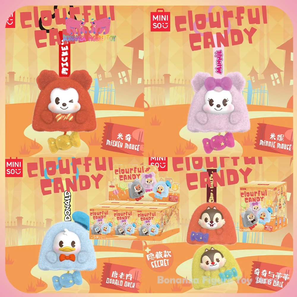 

New 2025 Miniso Mickey Family Clourful Candy Series Blind Box Kawaii Cute Doll Mystery Box Pendant Collect Birthday Toys Gifts