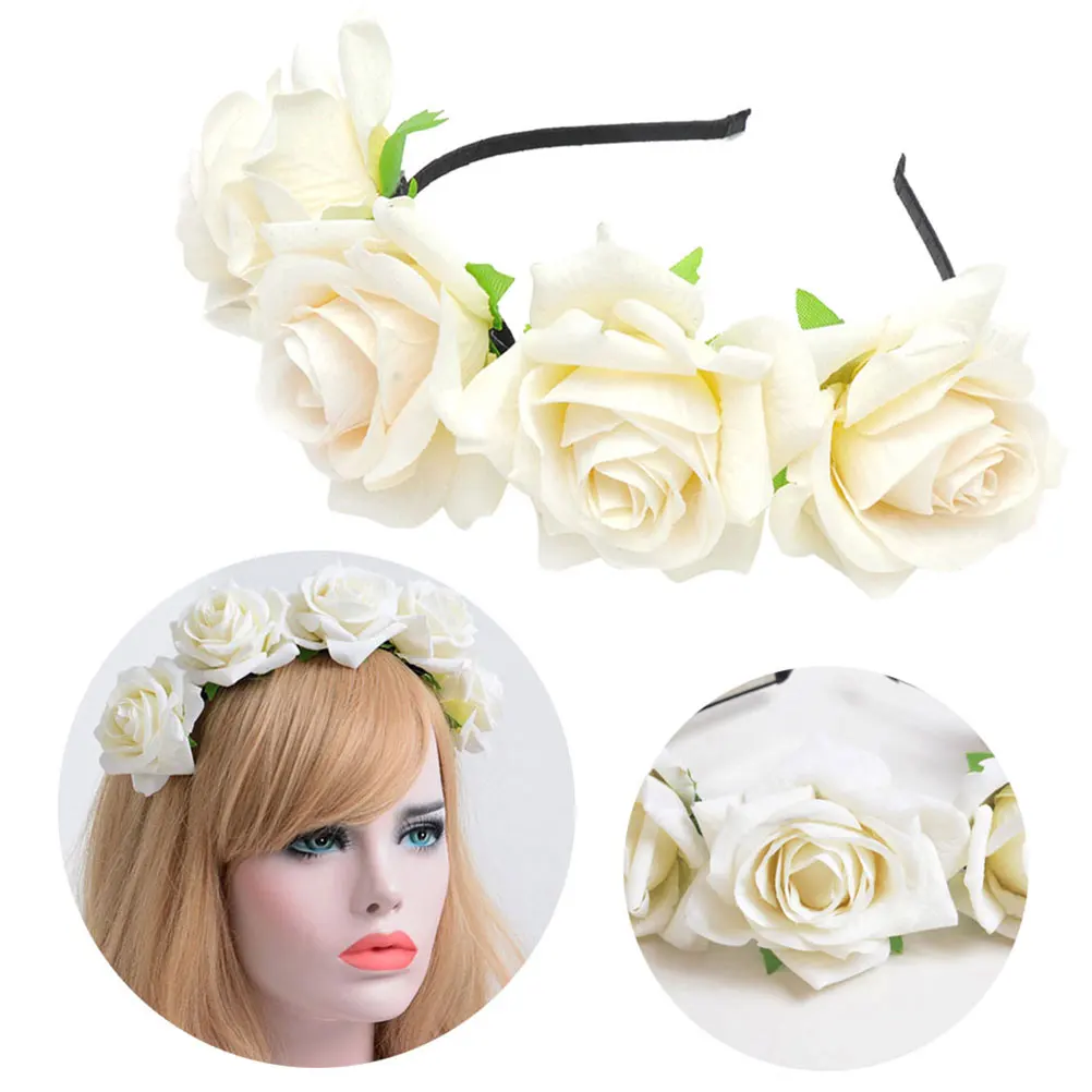 

1 Pcs Premium Rose Hair Hoop Floral Headband For Wedding Party Elegant Cosplay Hair Accessory