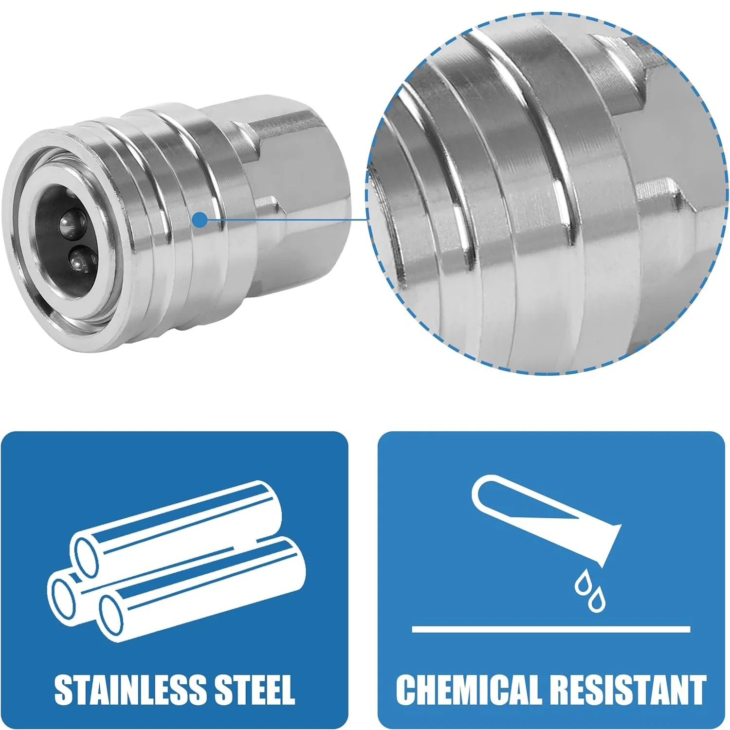8Pcs Pressure Washer Quick Connect 3/8 Inch, Pressure Washer Fittings, Stainless Steel Adapter Set, Female and Male Thread image 4