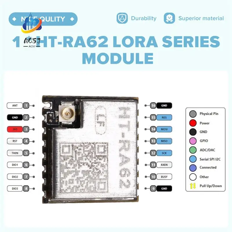 AC57-HT-RA62 Lora Series Module SX1262 Secondary Development Supports Lorawan Protocol 433-510Mhz