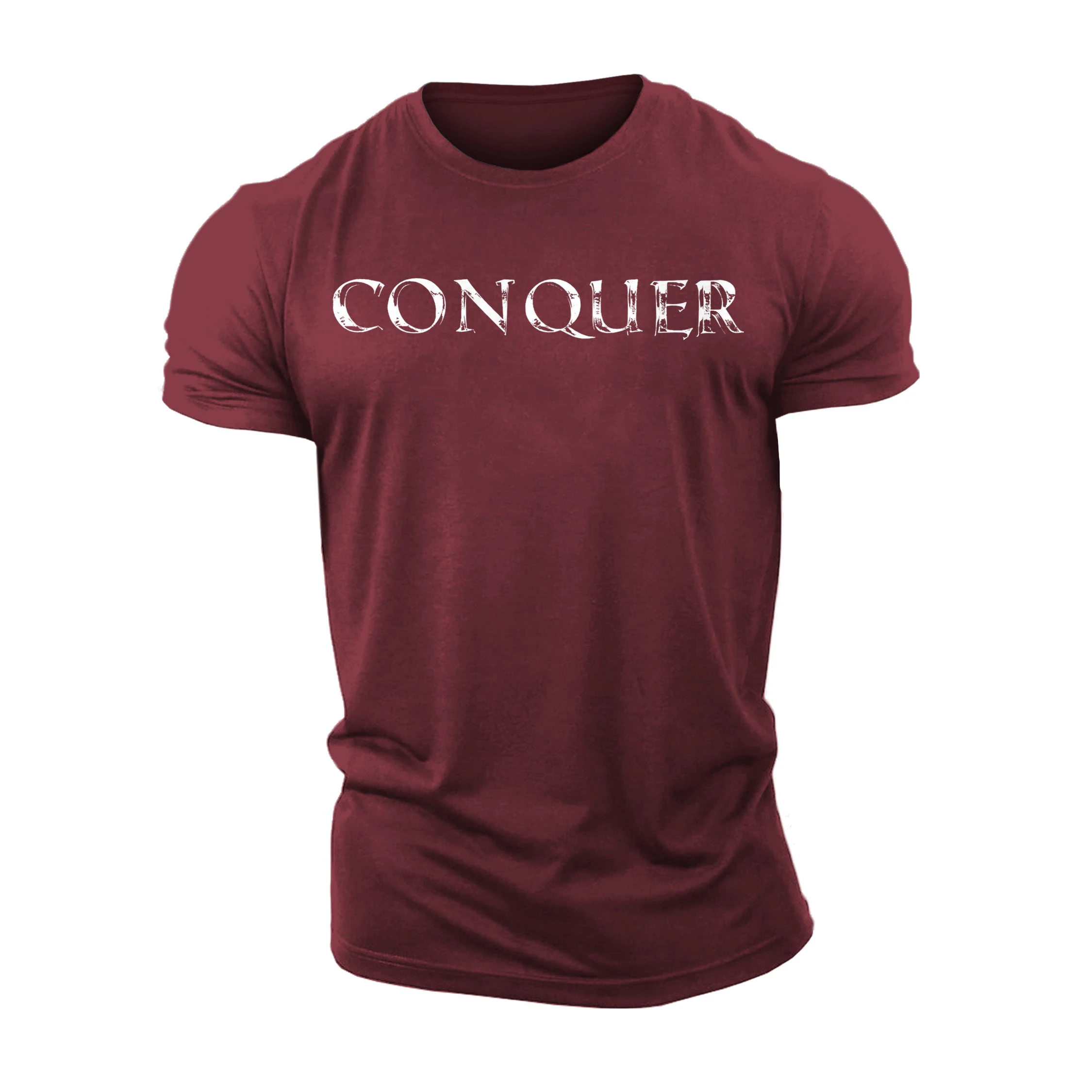 

3D Printing Conquer Gym Fitness T-Shirt High Quality Cotton Casual Fashion Men's Short Sleeves Top Muscle Man Tough Guy T-Shirt