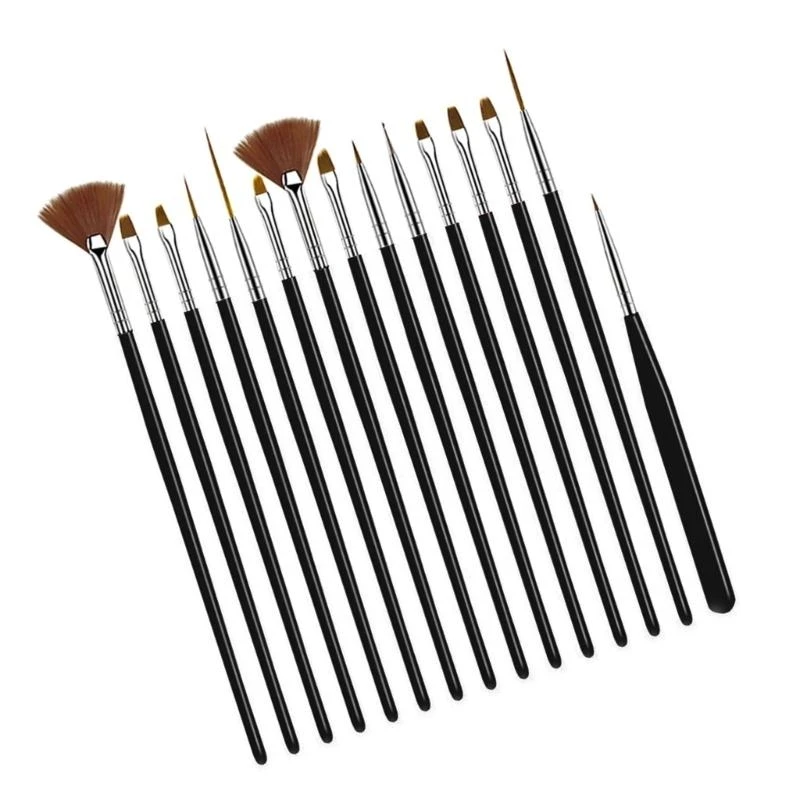 40JD Innovadores unhas convenientes 15PCS Brush and Tool Set para projetos gel