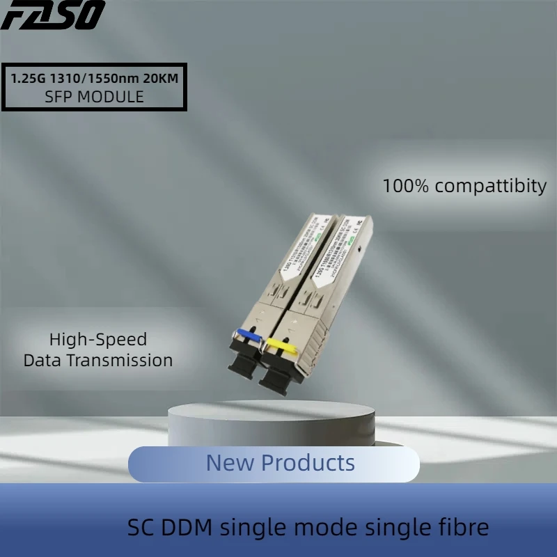

1.25G SC SFP connector Single fiber Optical module 20KM Tx1310/1550nm Single mode with Cisco/Mikrotik Ethernet Switch